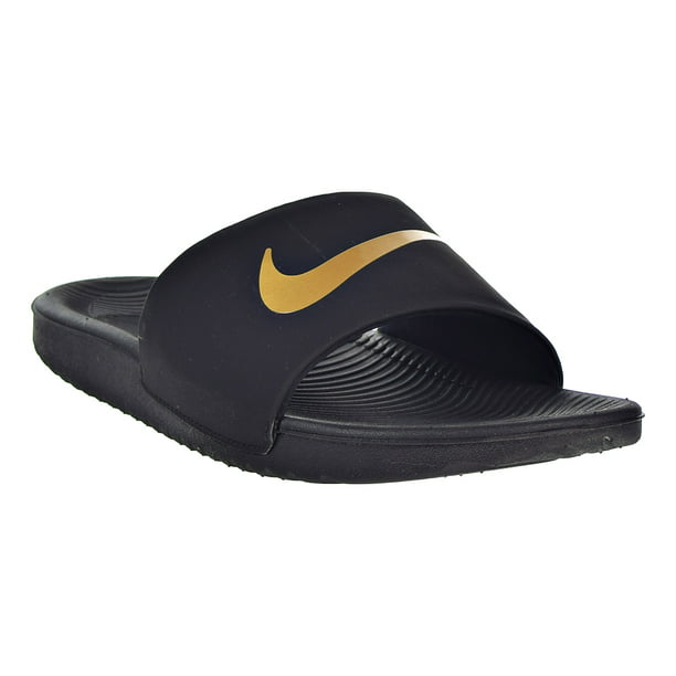 dramatisk kompression Dømme Nike Kawa Youth Slides Black | Gold Size 6 - Walmart.com