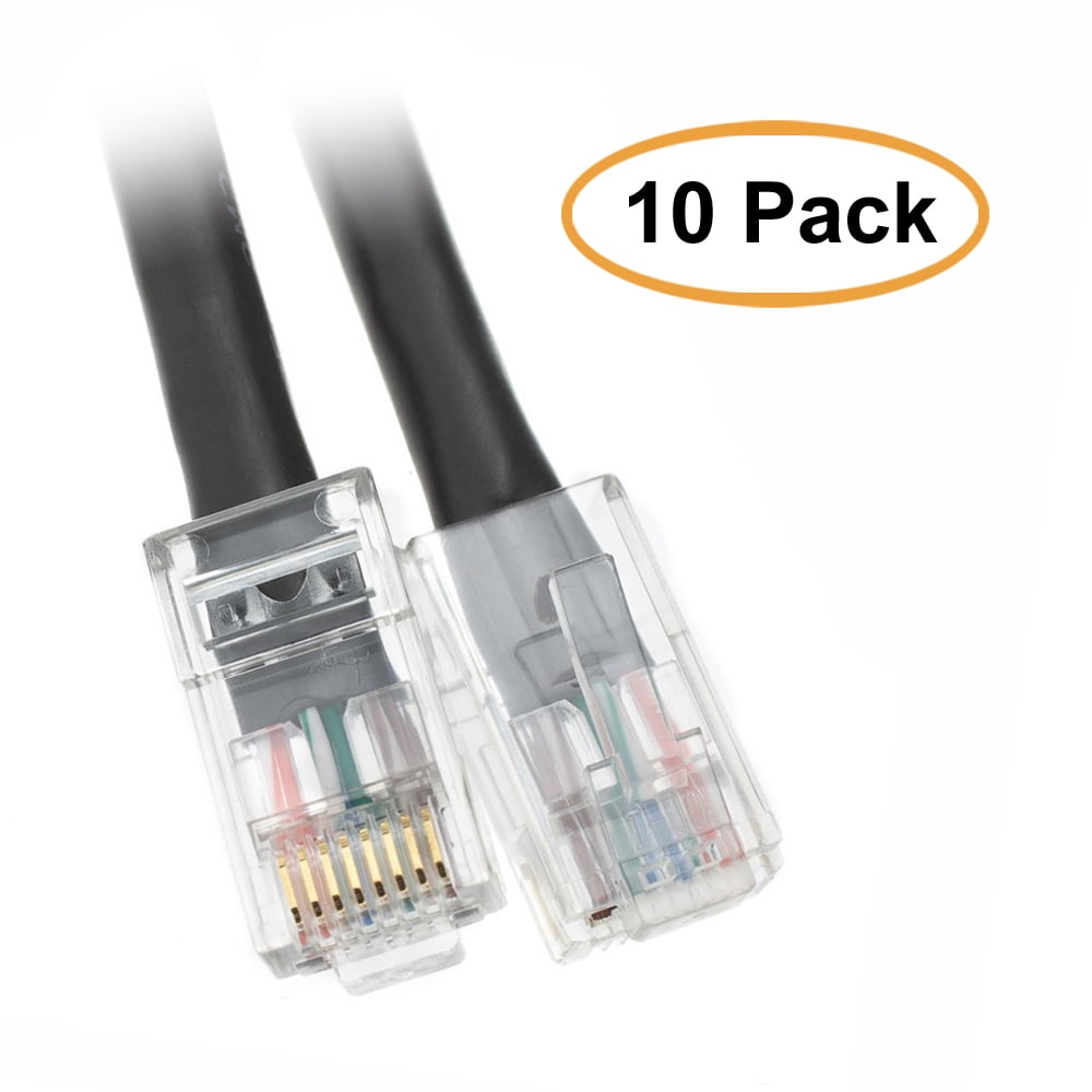 C&E Cat6 3Foot Bootless Patch Cable, 10Pack, Black (CNE37100