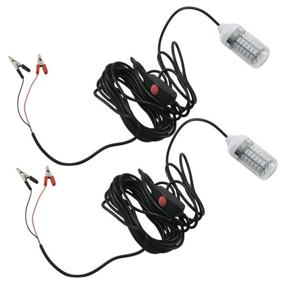 2X 12V LED Green Underwater Submersible Night Fishing Light Crappie Boat Fishing Light,2 x fishing light set,Green Light