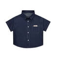 thumbnail image 1 of Veste en Jean Décontractée pour Garçon, Manches Courtes, Bouton Western, Bleu Foncé 1-2 Ans, 1 of 7