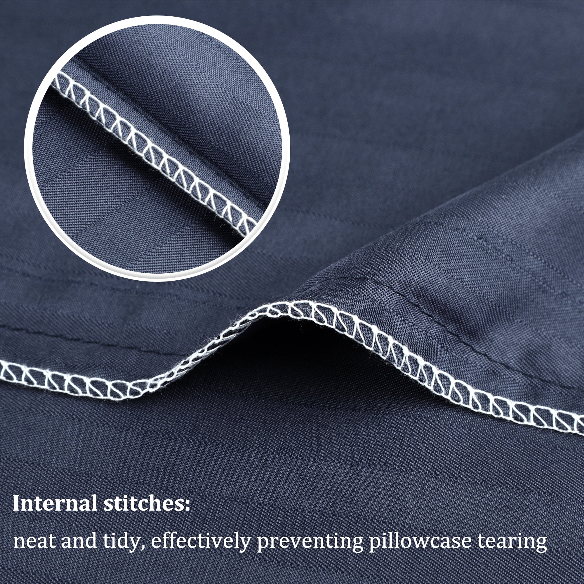 Unique Bargains Soft Durable Set of 2 Microfiber Striped Pillowcase Navy Blue Queen (20"x30")