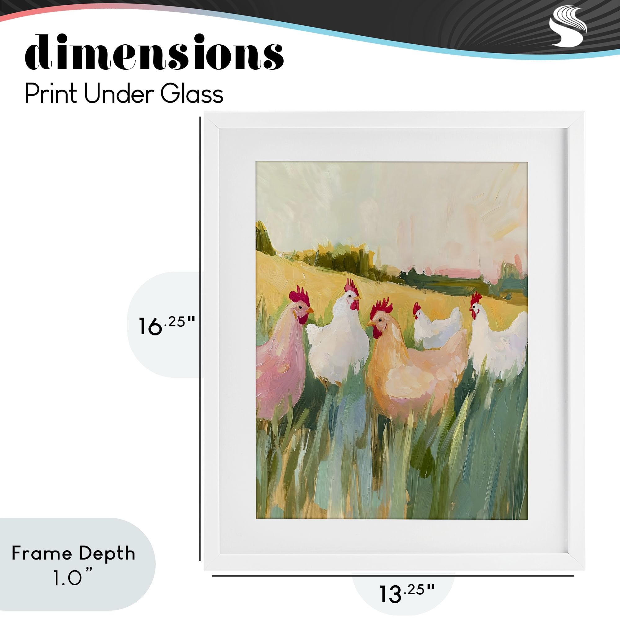 Stupell Industries Sunlit Flock of Chickens White Framed Print Under Glass, design by The Prints Vibe
