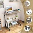 thumbnail image 3 of Hassch Mobile Computer Workstation with USB Ports & AC Outlets, 31.5-Inch Compact Laptop Desk with Storage Shelves and 2 Side Hooks, 26.4"-41.5" Height Adjustable, Gray Oak, 3 of 9