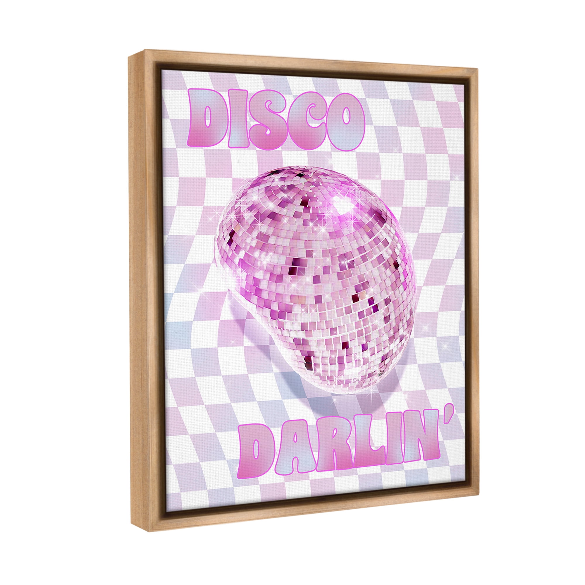 Stupell Industries Checkered Disco Darlin' Abstract Painting Brown Floater Framed Canvas Art Print Wall Art, 25 x 31