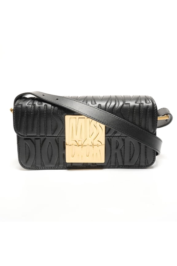 Pre-Owned Christian Dior Miss Logo Plate Shoulder Bag, Black