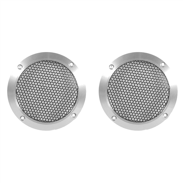 2X Aluminum Car Tweeter Speaker Grill Cover, 4 Inch, Full Metal Mesh Grille for Audio Enhancement Silver