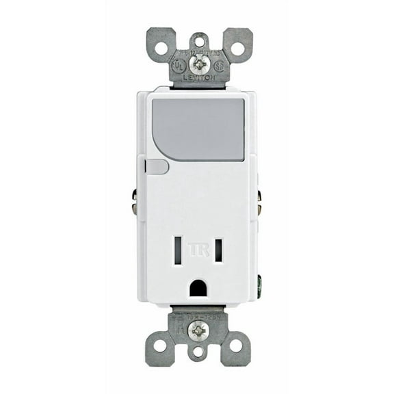 1 Pc, Leviton Decora 15 Amps 125 V White Outlet/Guide Light 5-15R 1 Pk