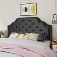 thumbnail image 2 of Luella Button Tufted Full/Queen Headboard, Black Velvet, 2 of 7