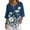 Blue Floral Garden, variant on Cherry Blossom Half Sleeve Shirt Blouse, Loose Fit Button Down Women's Three-Quarter Sleeve Pullover for Vacation Spring Daily Wear, Size Medium