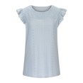 thumbnail image 4 of Birdeem Womens Solid Color Round-Neck Sleeveless Vest Cut-Out Panel Sleeveless Ruffle Tops, 4 of 8