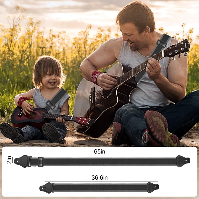 TSV Adjustable Nylon Guitar Strap with Picks, Black photo 5