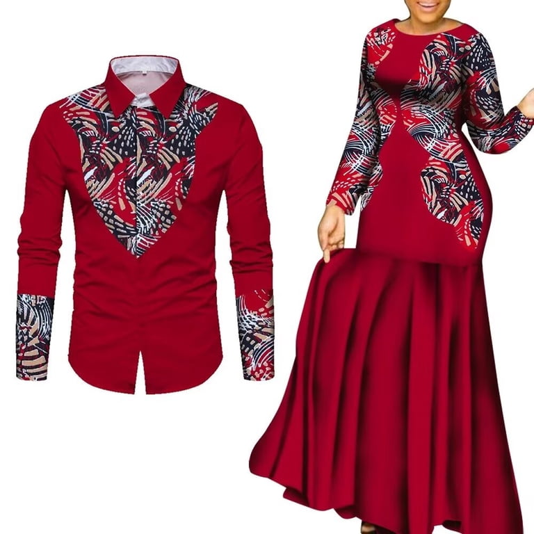 BAZINRICHE African Dashiki Dress For Women - O-Neck, Long Sleeve, Floral Print, Maxi Length