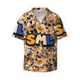 thumbnail image 2 of Lsque Sml Jeffy print Men's Cuban Collar Short Sleeve Shirt Summer Beachwear Casual Button Down Fashionable Vacation Leisure Shirt-Medium, 2 of 7