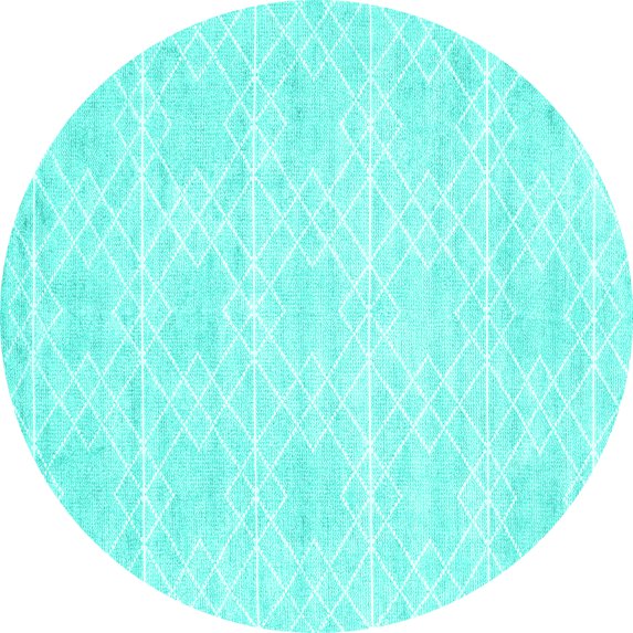 Ahgly Company Indoor Round Abstract Turquoise Blue Contemporary Area Rugs, 3' Round