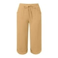 thumbnail image 4 of Mitankcoo Women's Elastic Waist Capris Pant - Drawstring Relaxed Fit - Casual Pockets Cropped Trousers, 4 of 5