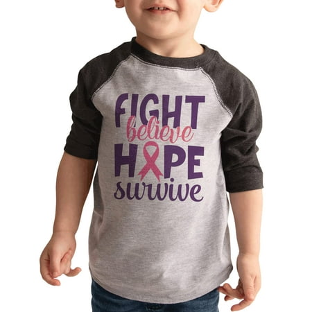 

7 ate 9 Apparel Kids Cancer Shirts - Fight Believe Hope Survive Grey Shirt 18 Months