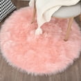 thumbnail image 3 of Chrlaon Faux Fur Sheepskin Area Rug Non-Skid Furry Carpet for Living Room, Pink, 3' x 3', 3 of 6