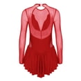 thumbnail image 5 of YONGHS Lyrical Figure Skating Dress for Women Rhinestone Ballet Majorette Dance Leotards Costume Red S, 5 of 7