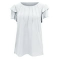 thumbnail image 6 of Womens Tops Elegant Dressy Casual Business Work Blouses Short Ruffle Sleeve Crew Neck Cute Summer Shirts Trendy Outfits, 6 of 6