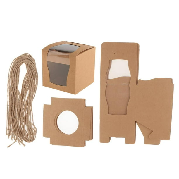 Caja de panadería Kraft 12 piezas con ventana y guita Marrón Sunnimix Favores del pastel de bodas