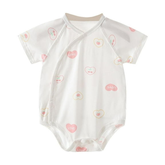 THDHVS Newborn Girl Casual Outfits,Summer Onesies for Newborn ,Newborn Baby Short Sleeve Cotton Short Sleeve Thin Sleepwear Breathtable Jumpsuit White 2-4 Months