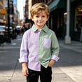 thumbnail image 5 of XYAIYT Striped Print Shirt for Toddler Boys Lightweight Comfy Loose Kids Long Sleeve Button Down Shirts with Pocket, 5 of 6