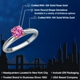 thumbnail image 2 of Gem Stone King 10K Two Tone Gold Pink Created Sapphire Solitaire Engagement Ring for Women | 0.55 Cttw | Round 5MM | Gemstone September Birthstone | Size 7, 2 of 6