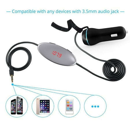 3.5mm Car LCD Display FM Transmitter Cable For iPhone 4S 5S 6S