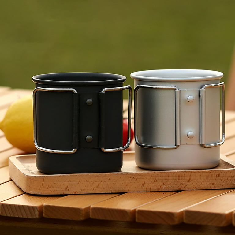 Stainless Steel Coffee Mug with Folding Handle, Camping Mug Small Mugs  Double Wall Insulated Mug Metal Teacup for Tea Camp Coffee