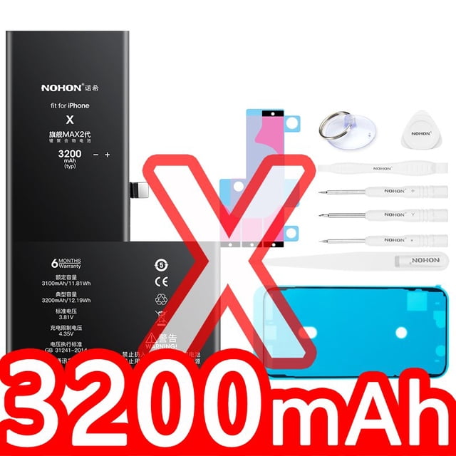 Batería NOHON para iPhone 8 Plus 12 Pro MAX Mini 11 SE 2020X7 5 5S 6 6S XS XR 7Plus 6Plus batería de litio de repuesto de APPLE Tan Jianjun unisex