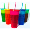 thumbnail image 1 of Nogis 24oz Color changing tumblers with lids and straws,Color changing cups Stadium cups,Reusable plastic cups,Set of 5, 1 of 9