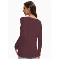 thumbnail image 2 of Women Long Sleeve Shirts Tops Fall Tunic Causal Fashion Round Neck Basic Tee, 2 of 6