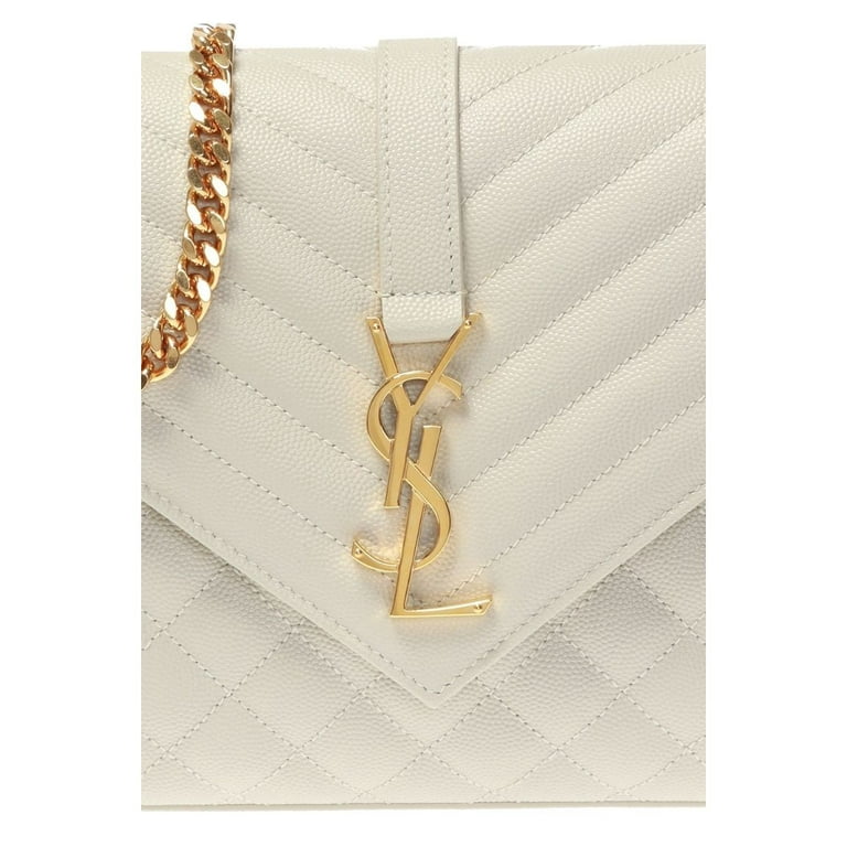 SAINT LAURENT Envelope medium quilted textured-leather shoulder bag