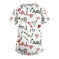 thumbnail image 5 of Lumtrix Valentines Day Scrubs Tops for Women V Neck Heart Print Nursing Uniform Side Slit Plus Size Shirt with Pockets White XL, 5 of 5