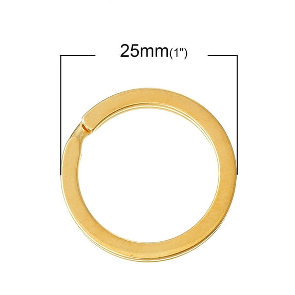 J195 - 10 pcs. Gold Plated Split Rings Key Rings - 25mm (1 inch)