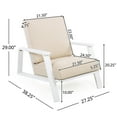 thumbnail image 6 of Christopher Knight Home Outdoor Patio Lounge Chair, Wood Frame with Deep Seating, Beige Cushions, White Finish, 6 of 8