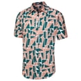 thumbnail image 3 of Unique Bargains Men's Irregular Geometric Short Sleeve Button Down Shirts Green Pink M, 3 of 6