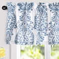 thumbnail image 3 of DriftAway Samantha Floral Damask Medallion Pattern Valance Single Rod Pocket, 52" x 24" Plus 2" Header, Dusty Blue, 3 of 7