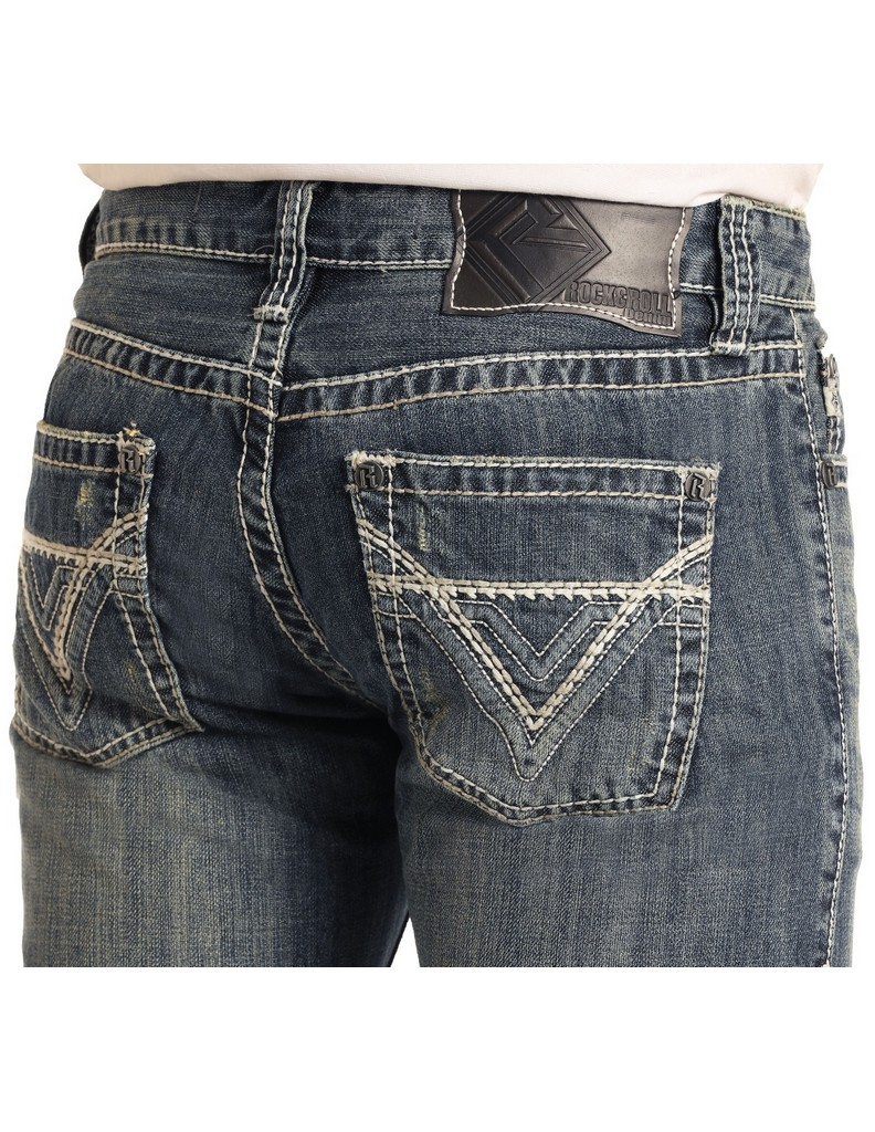 Rock & Roll Denim Western Jeans Mens Pistol Bootcut Med Wash M0P2602 - image 4 of 4