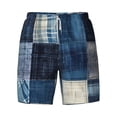 thumbnail image 4 of Lsque Mens Swim Trunks Indigo Patchwork Quilt Pattern - Bathing Suit Compression Liner - Beach Swim Shorts Swimwear - (S-3XL) - Stretch Quick Dry -Medium, 4 of 9