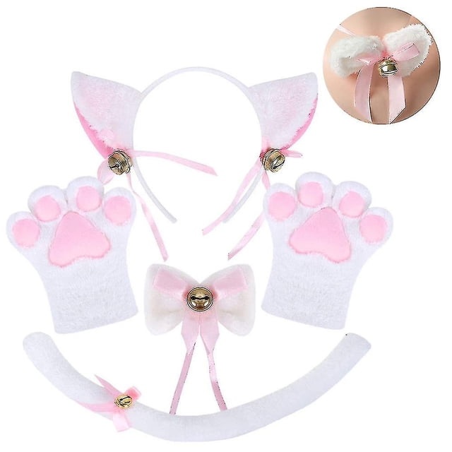 Disfraz de gato Cosplay gorro de felpa Clip oreja pajarita cola guantes conjunto Sincero Electrónica