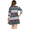 thumbnail image 3 of Women's Christmas Print Dress, Fair Isle Reindeer/Black, 2XL, 3 of 5