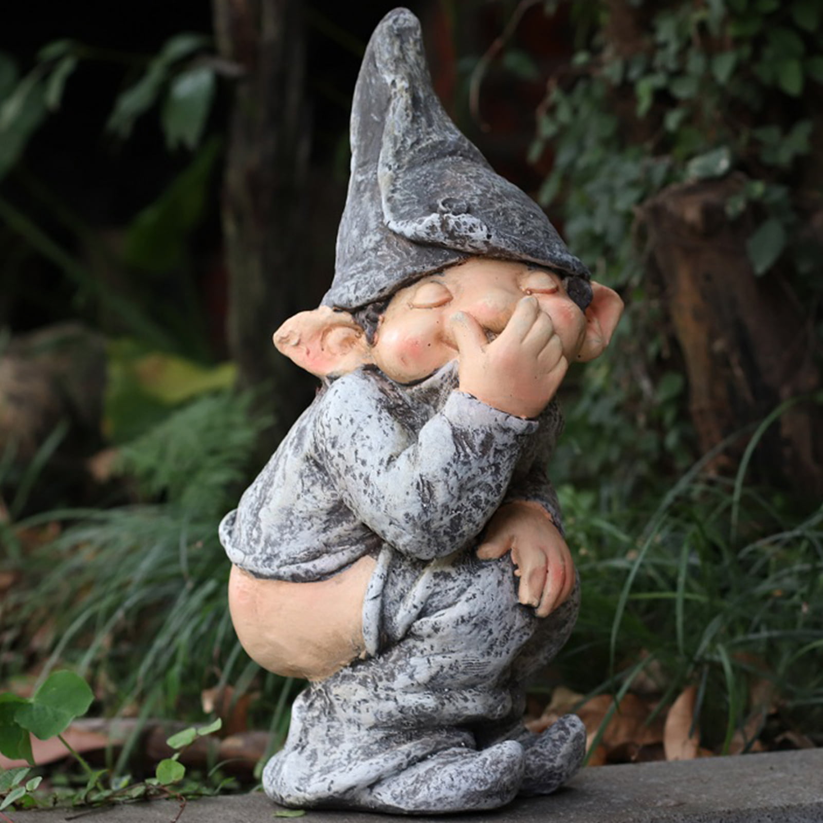 Miniature Polyresin Naughty Fairy Gnome Statue Figurine 13cm Home Lawn Garden 
