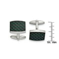 thumbnail image 3 of Stainless Steel Polished Black and Green Carbon Fiber Inlay Cuff Links, 3 of 7
