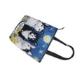 thumbnail image 4 of Zipper canvas bag large capacity large size practical handbag durable Canvas with leather material Three Cats Dinner, 4 of 7