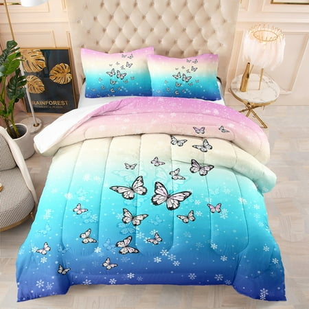 

3d Digital Printing Feather Silk Quilt Butterfly Mermaid Color Gradient Quilt