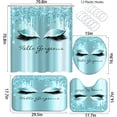 thumbnail image 3 of FMSHPON Modern Glittering Eyelash 4 Piece Bathroom Set Shower Curtain Bath Rug Contour Mat and Toilet Lid Cover, 3 of 7