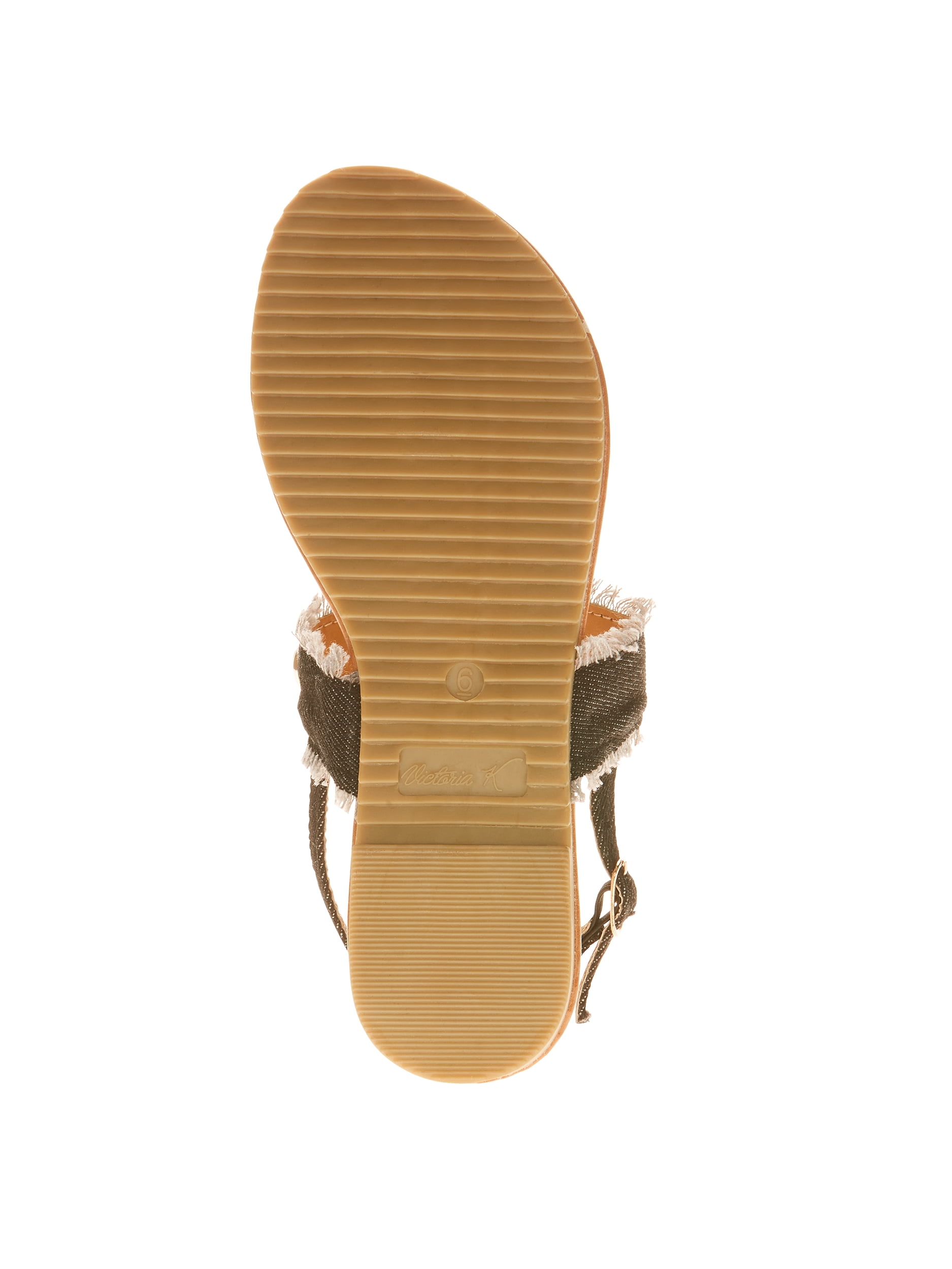 Victoria K Women's Denim and Pearls Sandals