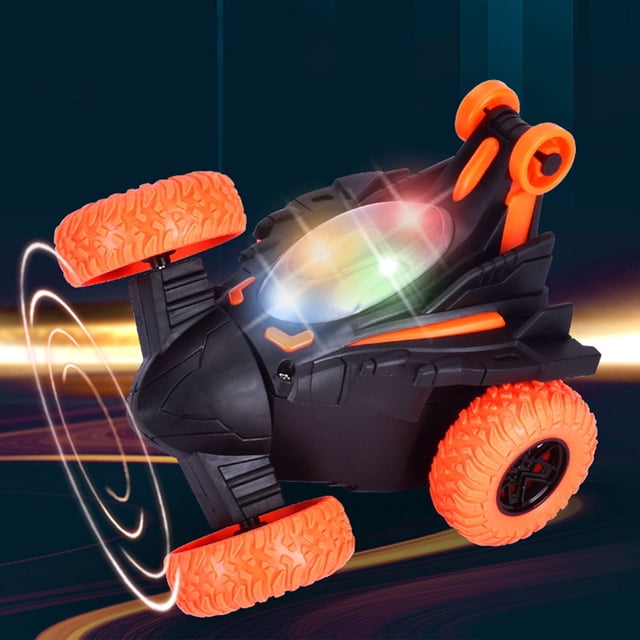 Dvkptbk Electric Vehicle Remote Control Car,2.4Ghz Race Stunt Car,Double Sided 360° Rolling Rotating Rotation, LED Headlights Rc 4Wd High Speed Off Road for 3 4 5 6 7 8-12 Year Education