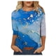 thumbnail image 2 of ICHUANYI Clearance Women's Fashion Printed T-shirt 3/4 Sleeves Blouse Round Neck Casual Tops(Blue, L) ICHUANYI WER2023081109991, 2 of 4